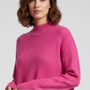 NWOT Cashmere Investments Vibrant Pink Turtleneck Sweater size Large